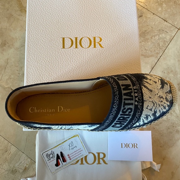 NEW Christian Dior Espadrilles Navy Cream 38.5 - Picture 7 of 8